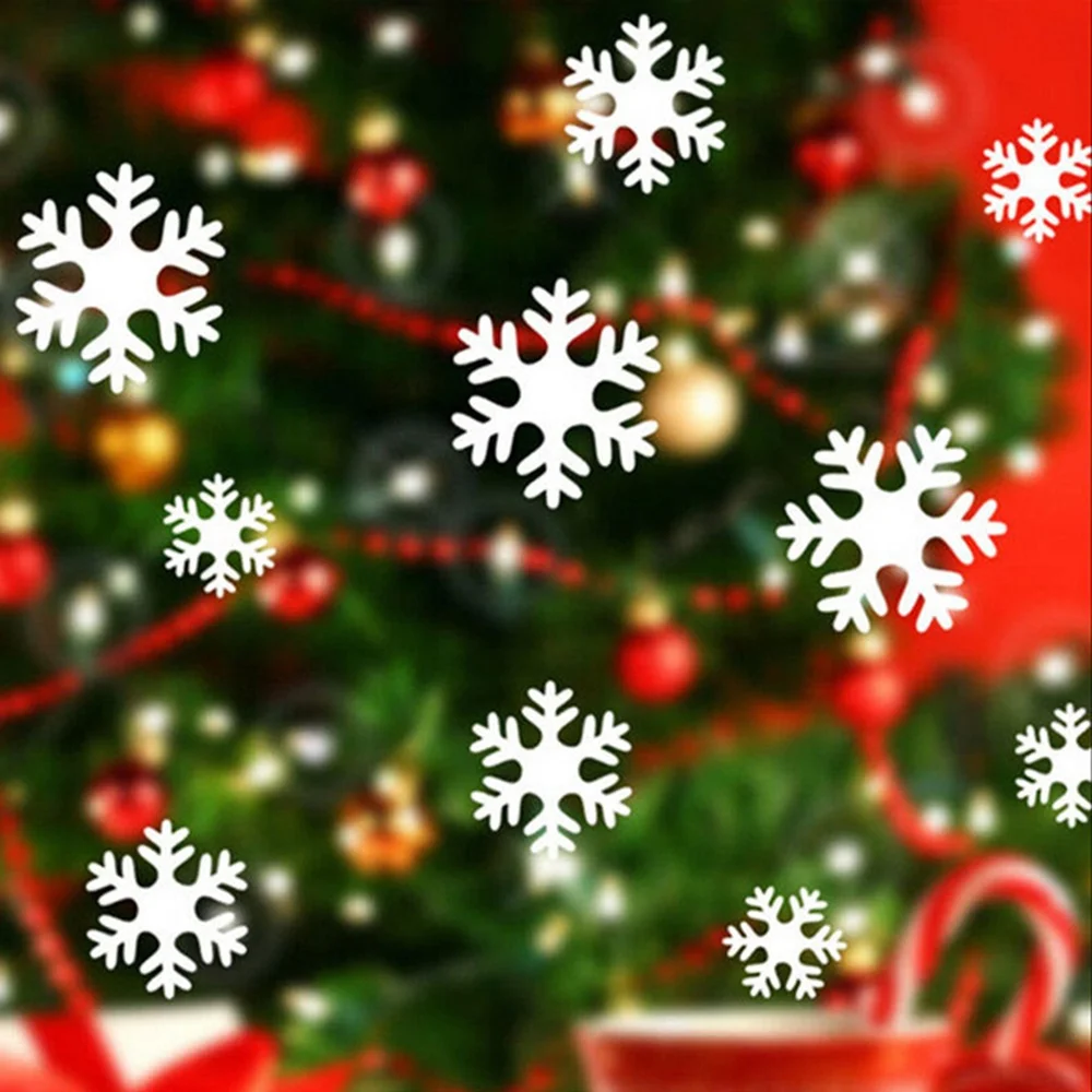 Рождественские снежные наклейки для украшения окон стикер снежинки стен и