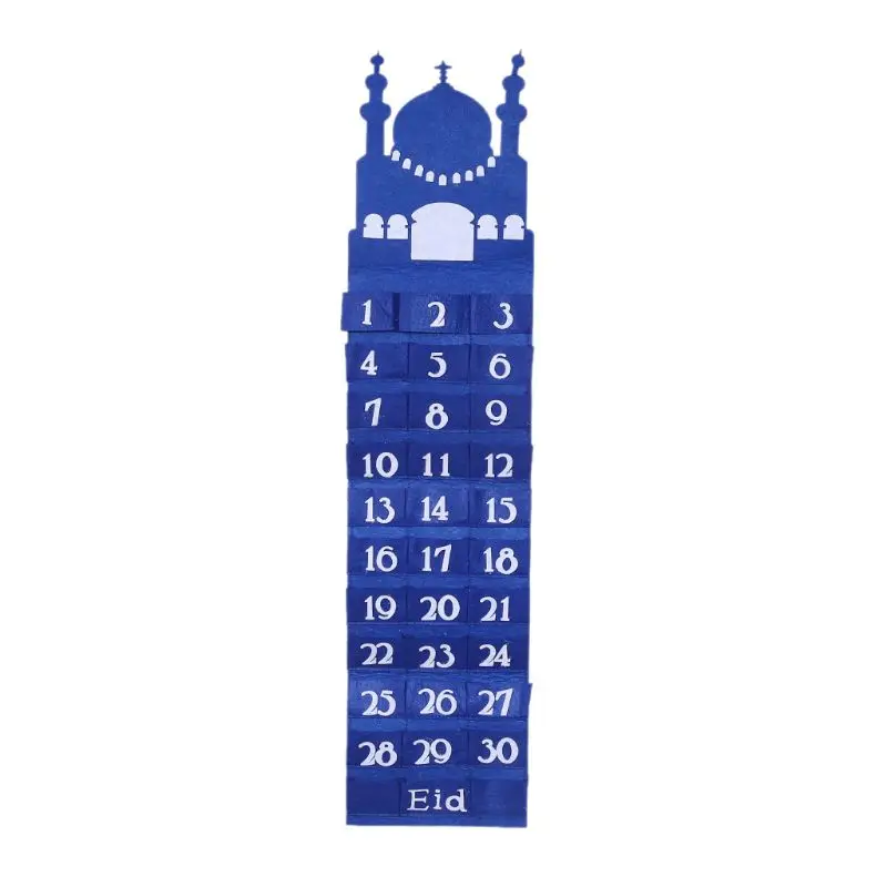 

Felt Ramadan Eid Mubarak Wall Hanging Numbered Countdown Calendar 30 Spaces Home Decor 72XF