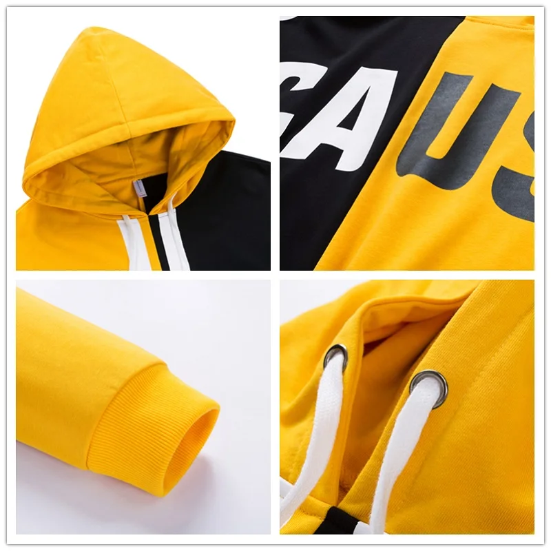 SingleRoad Men's Hoodies Men 2019 Spring Harajuku Japanese Streetwear Patchwork Casual Sweatshirt Male Hip Hop Yellow Hoodie Men