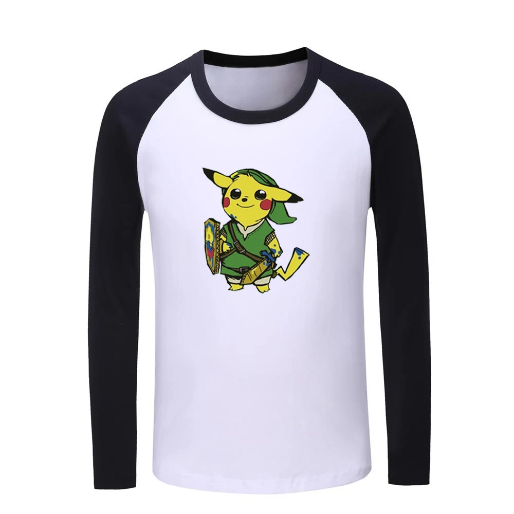 Милые детские футболки с рисунком Покемон Zelda PikaLink Детские топы длинными