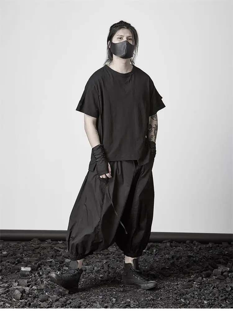 Men's Hanging Crotch Pants New Dark Men's Culottes Japanese Personality Loose Large Size Nine Minutes Knickerbockers