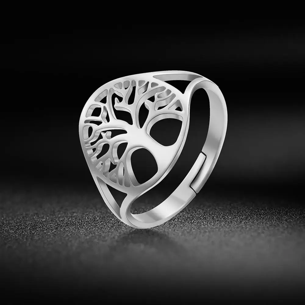 Skyrim Tree of Life Adjustable Ring Viking Stainless Steel Gold Color Finger Rings Jewelry