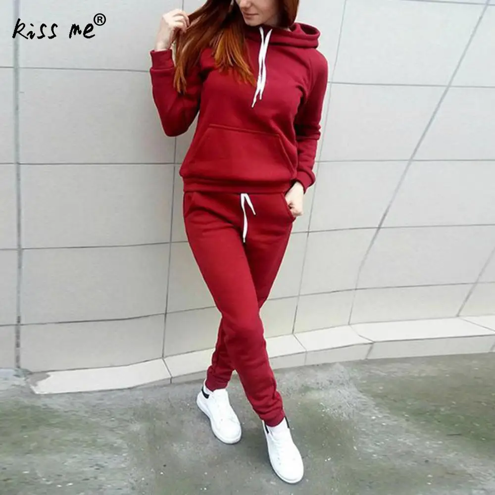 

2pcs Sportswear Autumn Winter Sport Suit Jogging Suits Sweat Pants Chandal Mujer Women Tracksuits Pullover Top Pants Running Set
