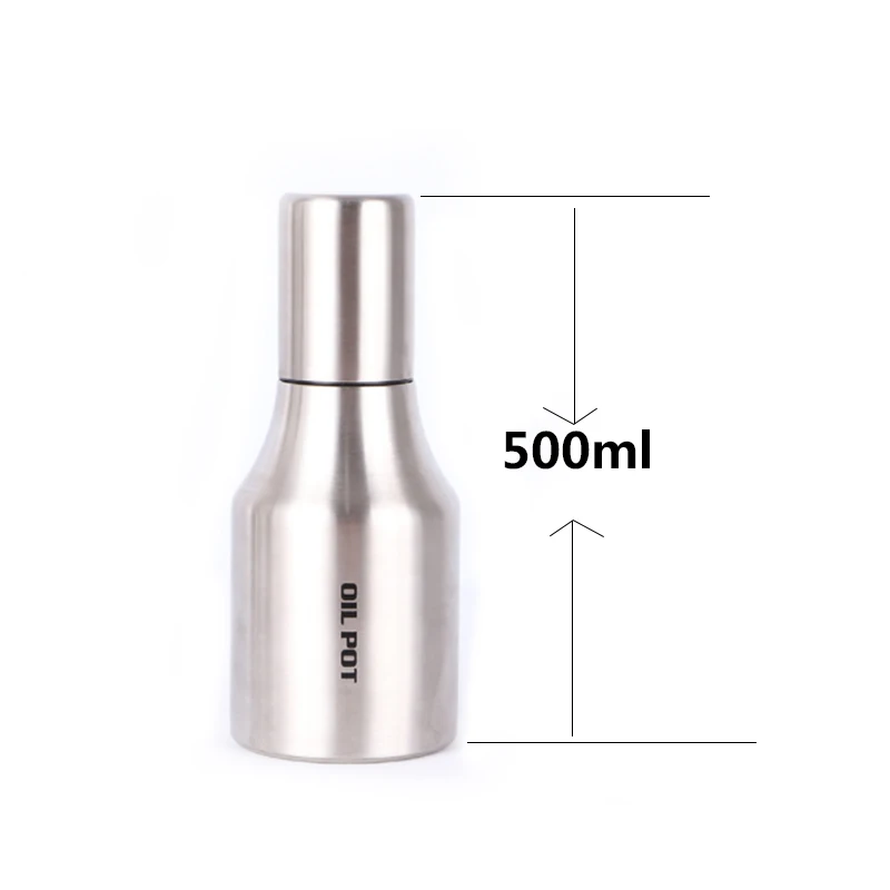 500ml Бутылка для масла из нержавеющей стали, практичная приправа, бутылочки для хранения соков, пыленепроницаемый герметичный резервуар для масла, кухонная бутылка для приправ - Цвет: 500ml