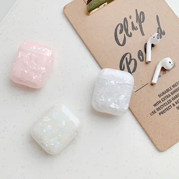 

For airpods 1/2 Case conch shell colorful Gradient marble Earphone case For air pods luxury Oil Painting silicon headset cover