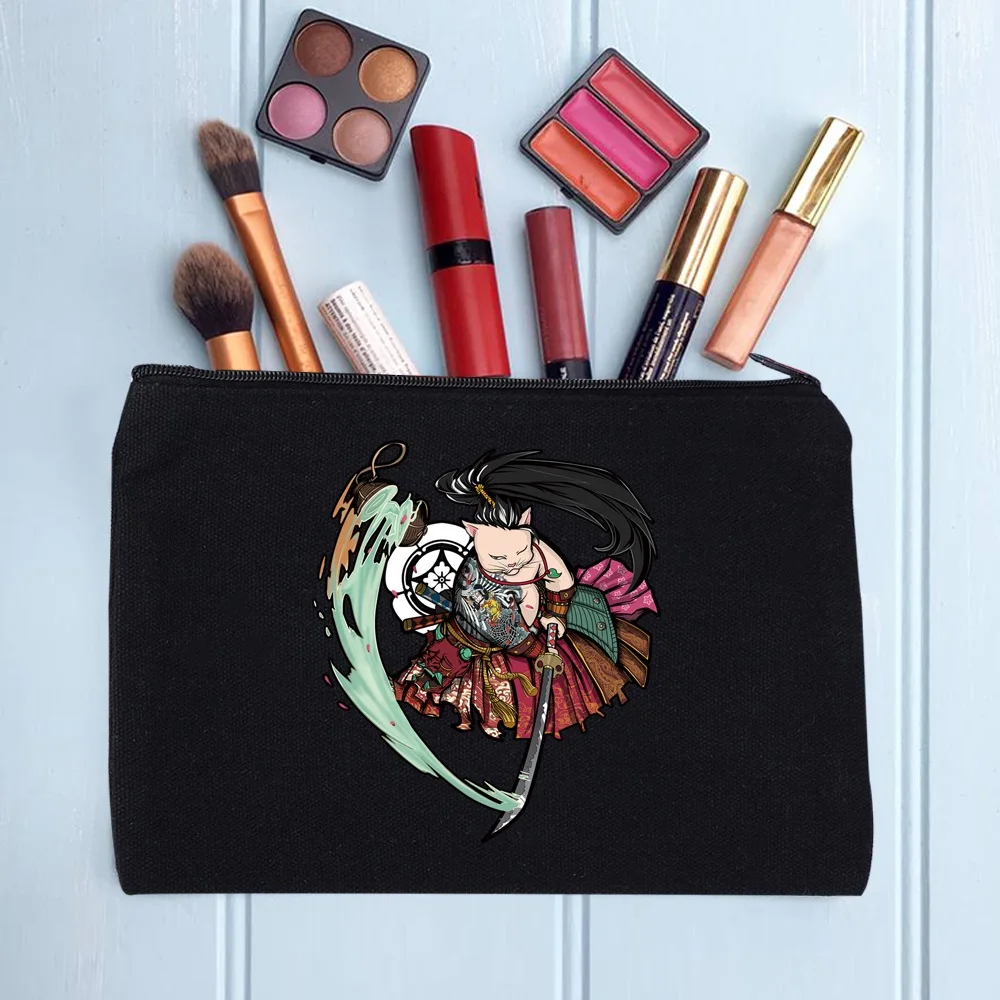 Casual Women's Cosmetic Bag Zipper Makeup Bag Female Handbags Black Pencil Cases Female Cosmetic Cases