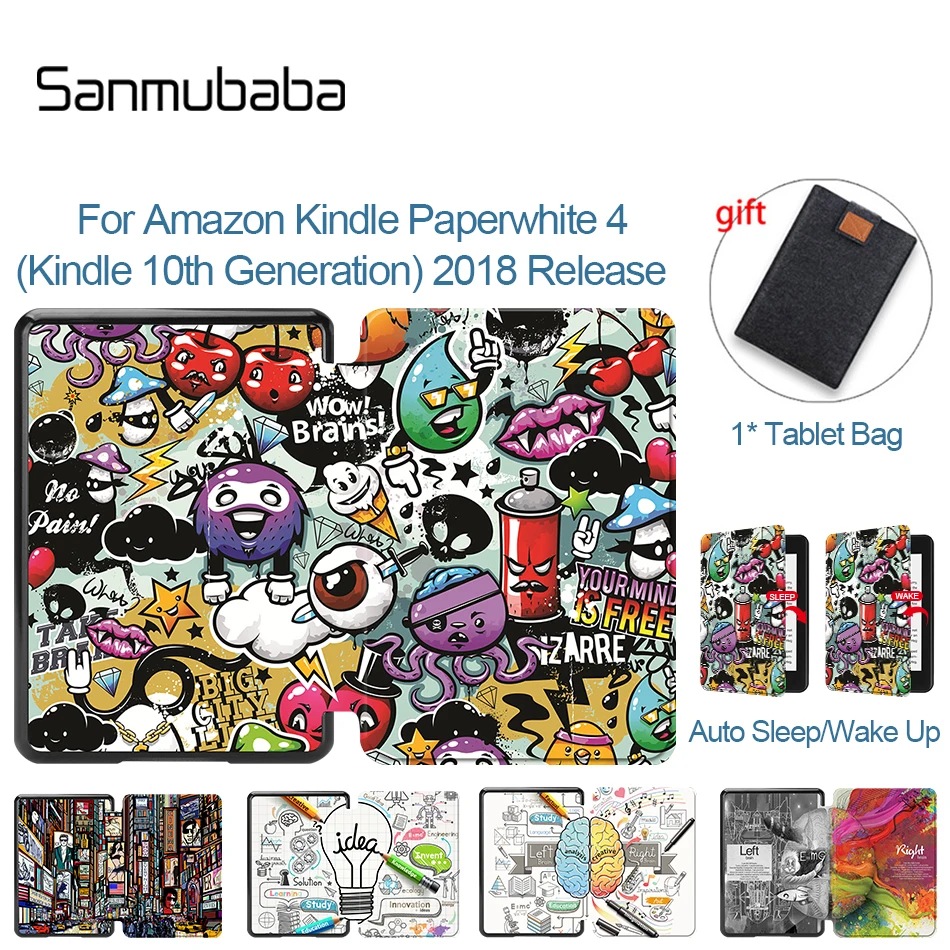 

Sanmubaba Cartoon Case For Amazon Kindle Paperwhite 4 10th Generation Cover 2018 Slim PU Leather Smart Cover Protective Shell