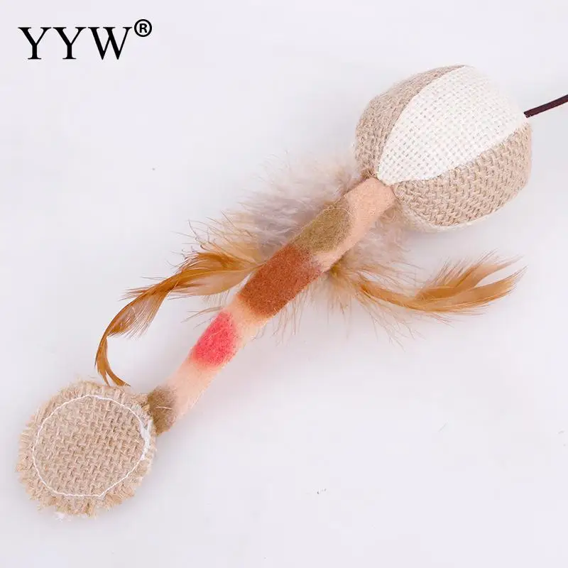 Funny Cat Toy Pet Cat Interactive Toy Wooden Cat Toys For Cats With Feather Cat Teaser Rod Bar Wooden Protecting Furniture Claws