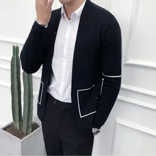 Осенний и зимний свитер мужской роскошный контрастный цвет вязаный кардиган свитер мужской размера плюс 4xl тонкий мужской свитер вязаные жакеты