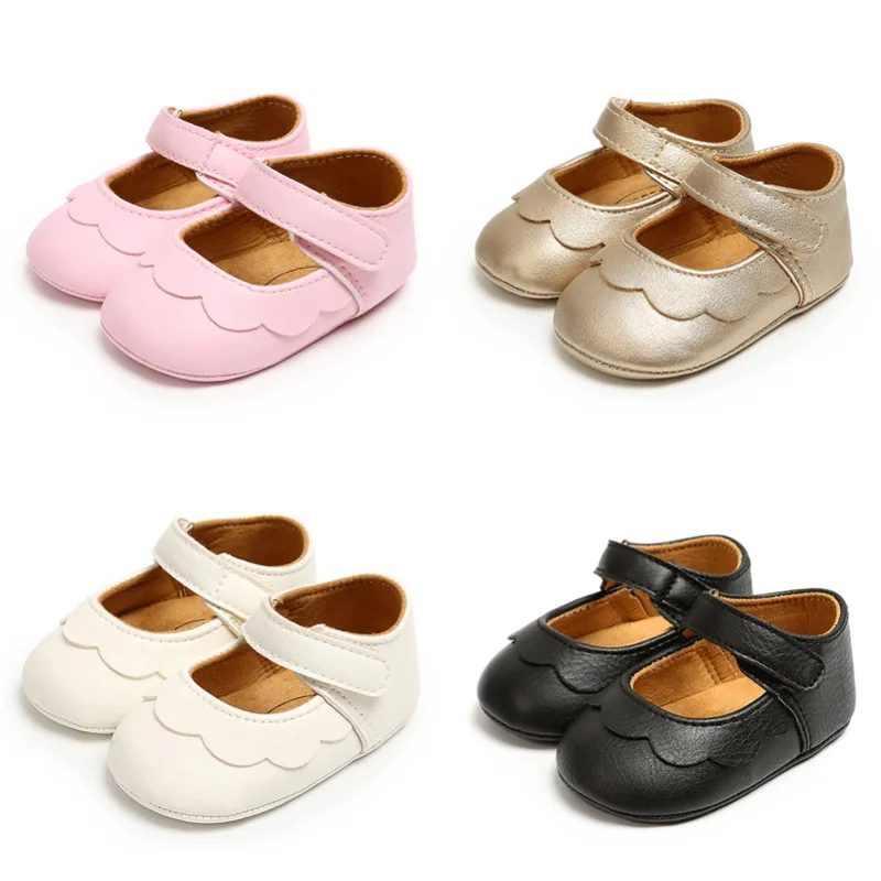 Cute Spring Toddler Girls Boys Crib Shoes Solid Flats Baby Princess Bow-knot Casual shoes Size 11-13