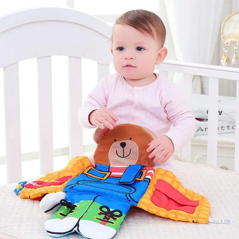 

Bear wear cloth button Baby Infant Early Cloth Book Book Fabric Soft Cloth Learning&Education Books Book Education