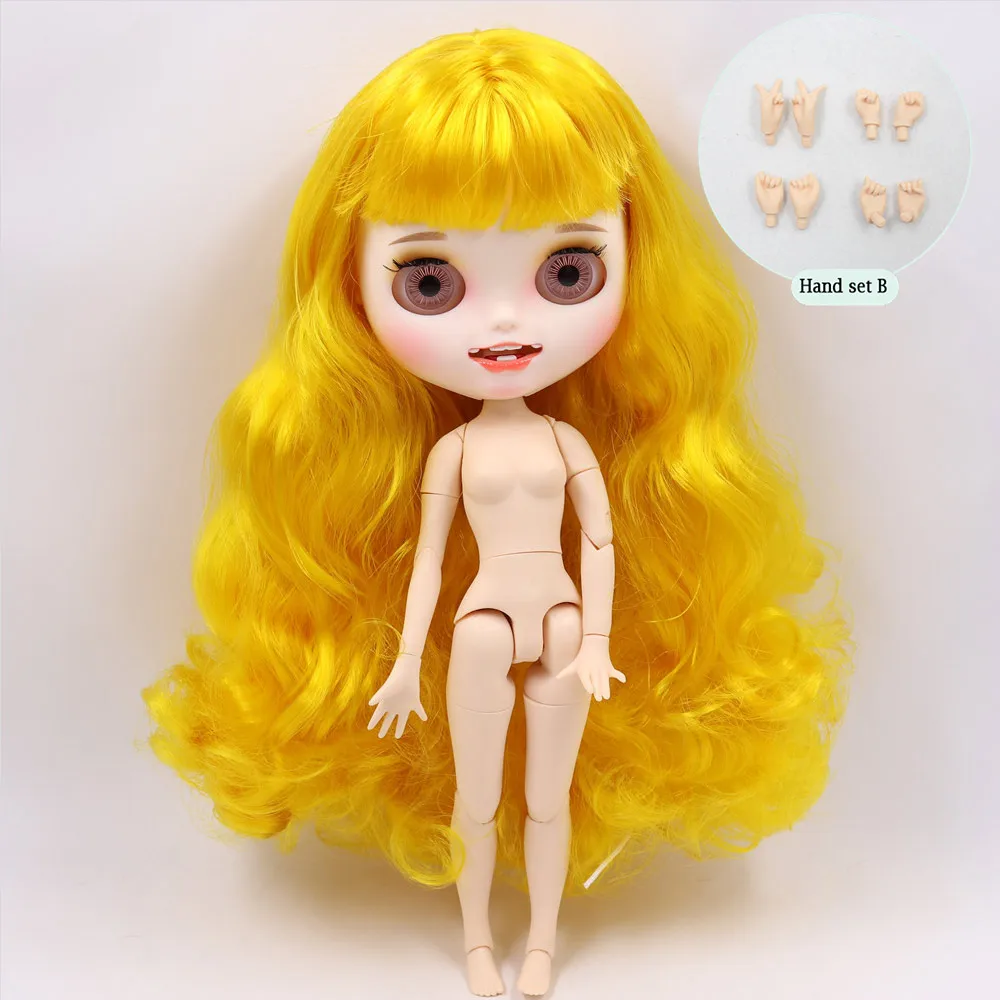 like the picture Ледяной обнаженный Blyth кукла No. BL3038 желтые волосы резные губы открытый рот матовая индивидуальные лица сустава тела 1/6 bjd - Цвет: like the picture