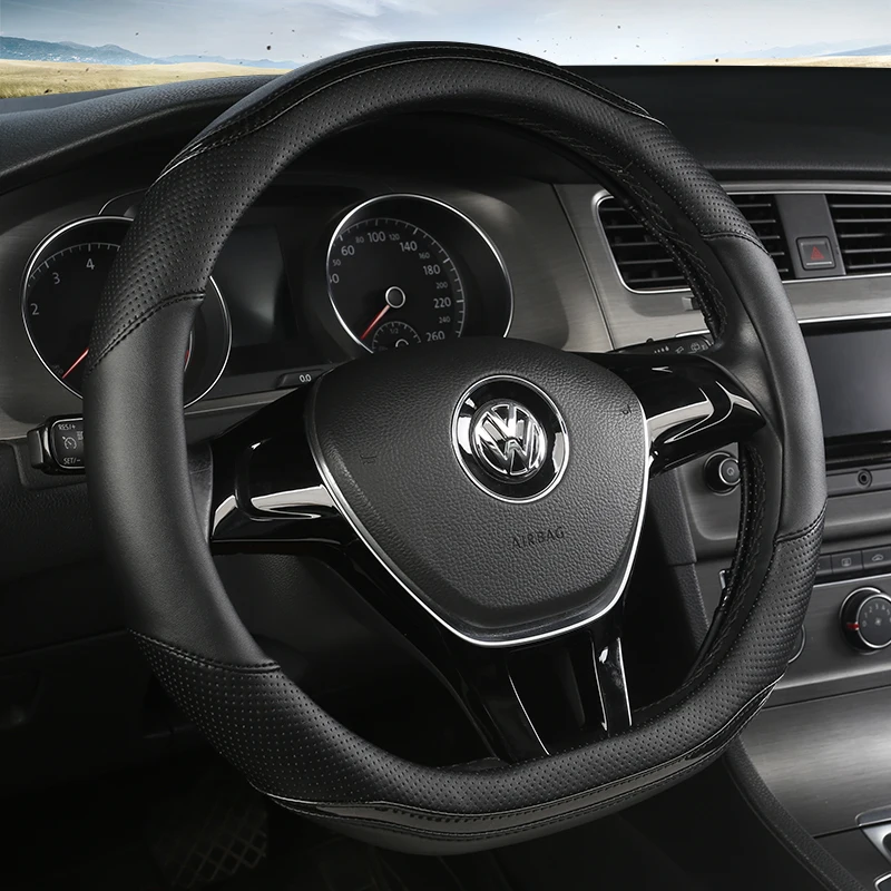 Кожа Чехол рулевого колеса автомобиля 38 см для VW Touran Golf Gti Polo Sedan Passat Santana Jetta Tiguan Gol