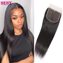 

10PCS Wholesale Closure Cheveux Humain Brazilian Straight Closure Human Hair Middle T Part Bresilienne 4x4 Lace Closures Only