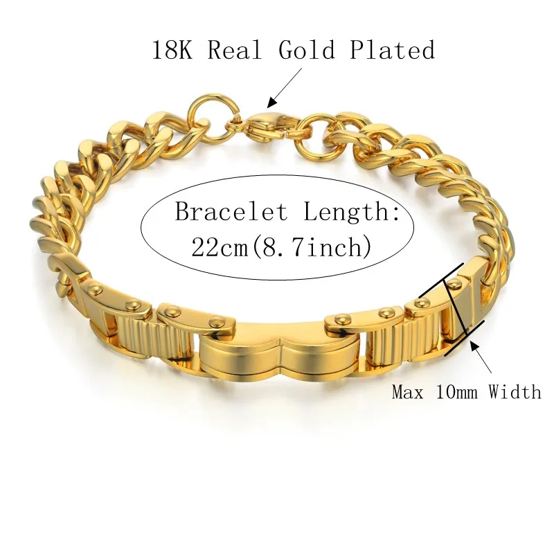 Мужской золотой браслет-цепочка 5/10 мм, хип-хоп ювелирные изделия, золотой толстый Тяжелый медный материал, женский браслет-цепочка - Окраска металла: SL767
