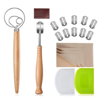 

Bread Baking Tool,With10 Replace Blades,Danish Dough Mixer, Dough Scraper and Cooking Proofing Cloth for Handmade Bread