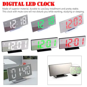 

Digital Ultra-Clear White Red Green Large Number Digital Alarm Clock LED Mirror Clock Multifunction