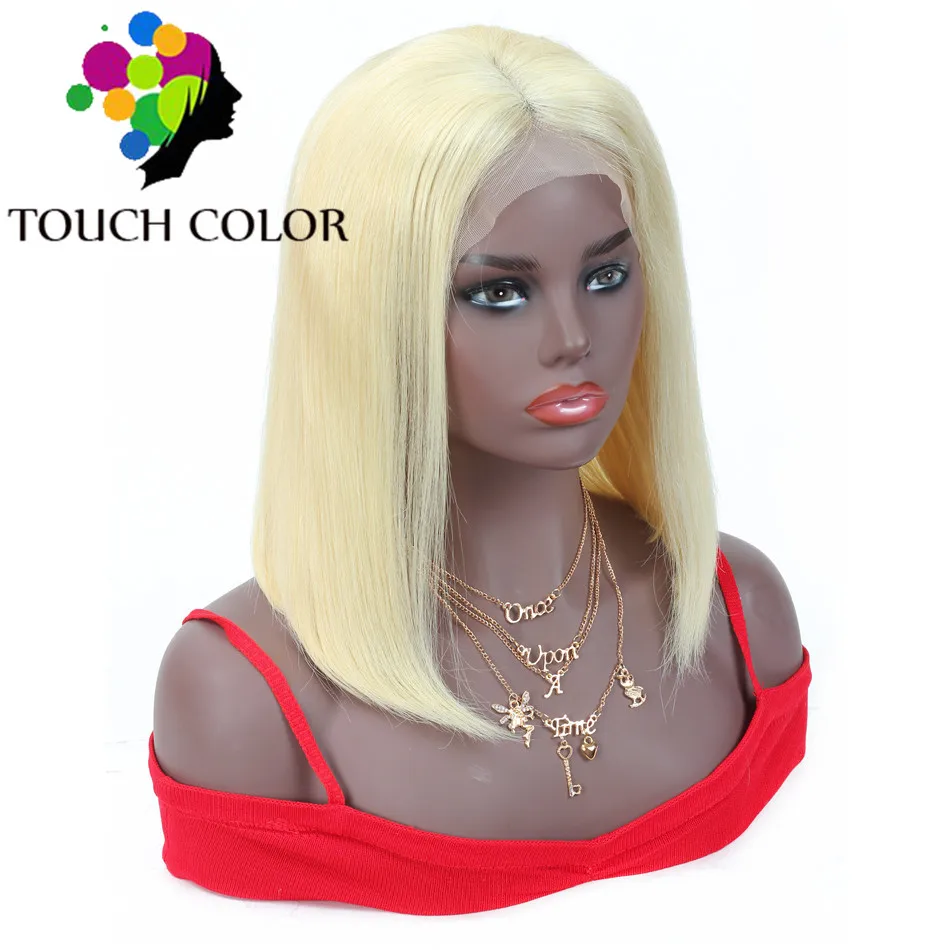 

613 Blonde Pixie Cut Wig Short Bob Wigs Pre plucked With Baby Hair Colored Lace Front Wig Remy Hair HD Fake Scalp 13X4 Lace Wig