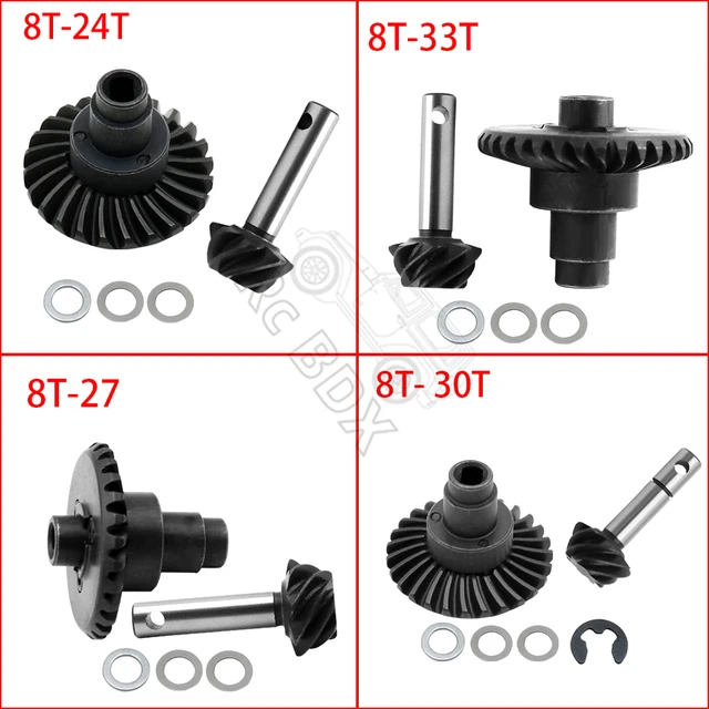 8T 24T/27T/30T/33T Steel Helical Bevel Axle Gear for 1/10 RC Crawler Axial SCX10 II III 90046 axi03014 Capra 1.9 utb 1