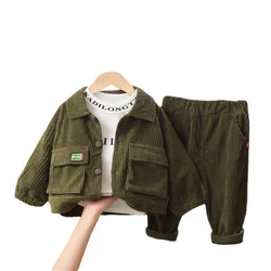 Moda infantil de algodão, roupa esportiva para crianças com camiseta e calça