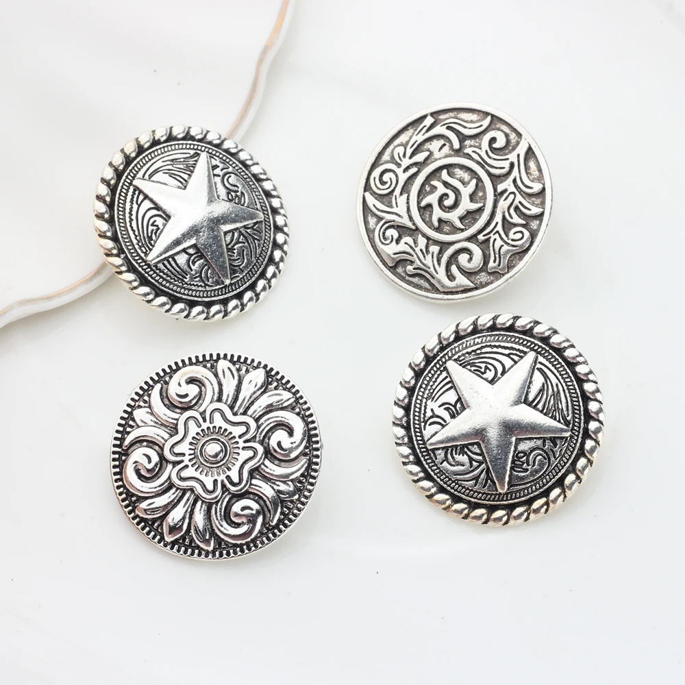 CONCHO Zink-legierung Runde Form Überzug Vintage Dekorative Tasten Charms Anhänger 3 teile/los 30MM für DIY Zubehör