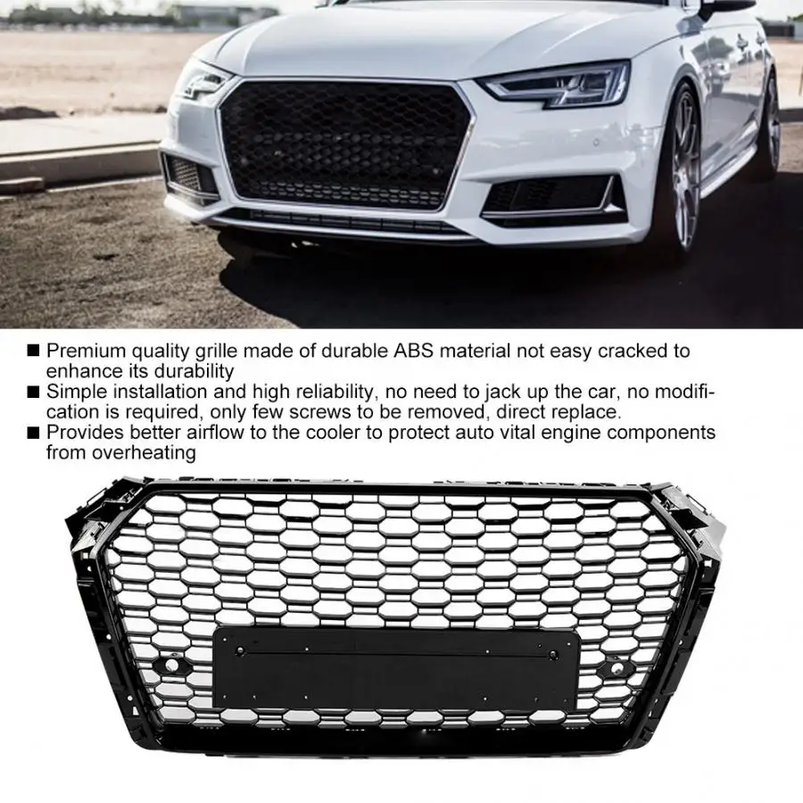 Для RS style передний бампер сетка капот Гриль глянцевый черный для Audi A4 S4 B9 автомобильный-Стайлинг передний бампер решетка