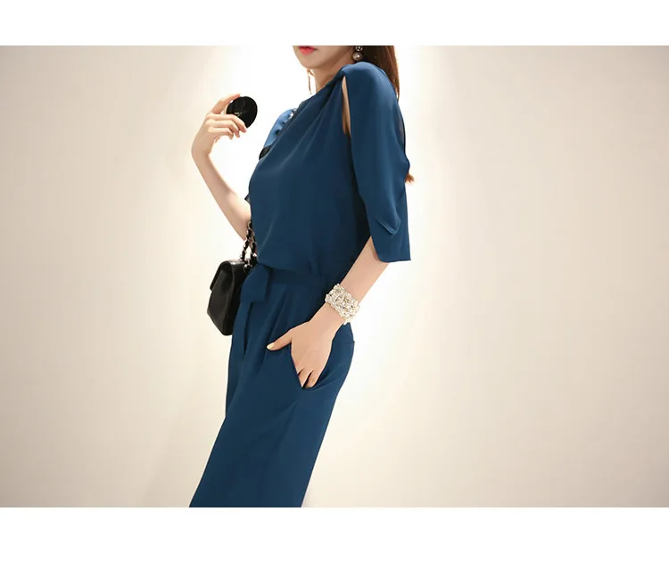 Летний OL профессиональный Темперамент Модный Плащ рукава свободная полоса пропускания женский шифоновый комбинезон
