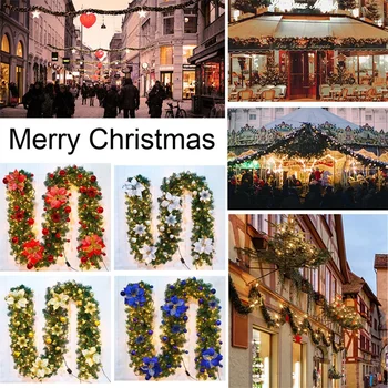 

2020 Christmas Decorations Garland Decoration Rattan Lights Wreath Mantel Fireplace Stairs Wall Door Pine Xmas Tree Led Light