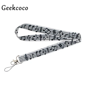 

10pcs/lot J1371 Musical Notes Lanyard for Keys Badges Name Tag ID Holder Keychain for Music Lover Teacher Student Musician Gifts