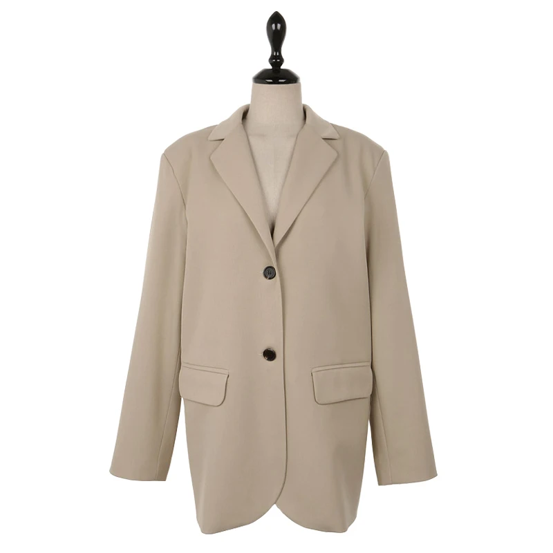 beige Модная новинка осени Повседневное модные женские туфли свободные плюс темперамент сплошной Цвет однобортный пиджак TC792 - Цвет: beige