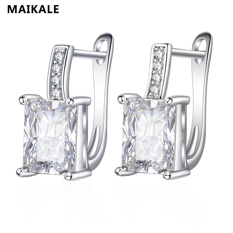 MAIKALE, новинка, квадратные серьги-гвоздики, медь, AAA, кубический цирконий, серебряные серьги для женщин, золото, серебро, подарок подруге, brincos bijoux