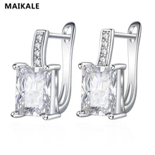 MAIKALE, новинка, квадратные серьги-гвоздики, медь, AAA, кубический цирконий, серебряные серьги для женщин, золото, серебро, подарок подруге, brincos bijoux