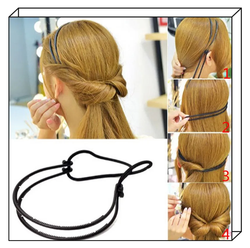 1pc Double Root Hair Hoop Head Band Adjustable Head Hoop Black Elastic Hair Clips Fashion Multivariant Hair Styling Tools
