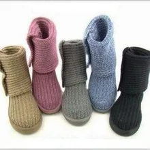 Новинка года; шерстяные пинетки в Корейском стиле с волнистой вязкой; женские зимние сапоги из толстой шерсти