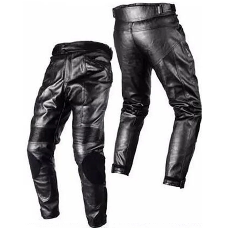 Черные гоночные мотоциклетные брюки из искусственной кожи с выдвижными