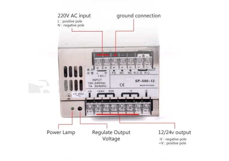 SP серии 500W одиночный выход smps Ac/Dc источник Питание 12v 13,5 v 15v 24v 27v 48v SP-500W-24V