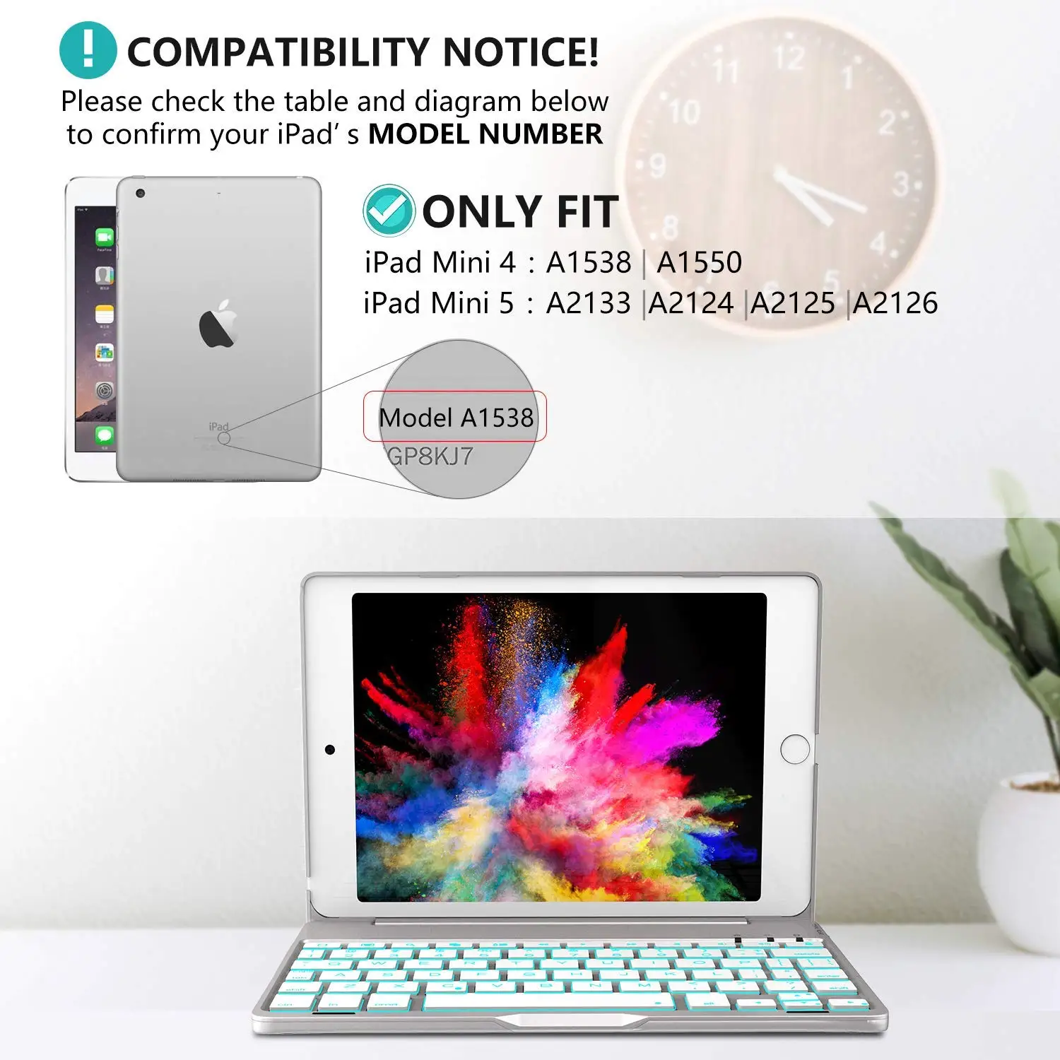 IPad Mini 5 Mini 4 клавиатура 135 градусов флип 7 цветов с подсветкой алюминиевый корпус умный чехол-книжка с клавиатурой с функцией автоматического сна/пробуждения