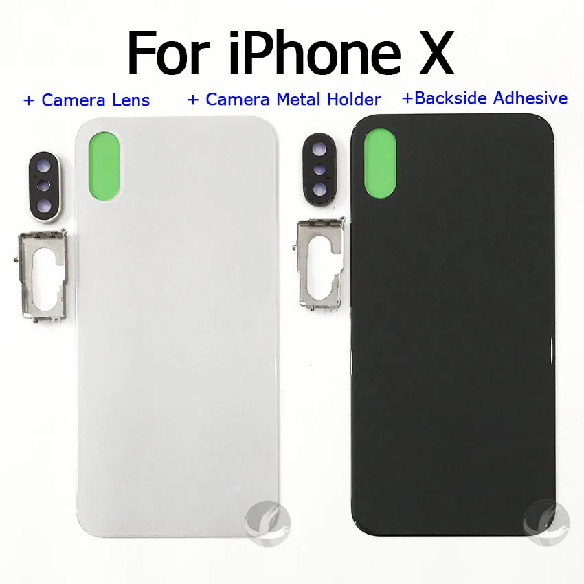 Задний корпус с объективом камеры+ металлический держатель+ клей для iphone X XS Max XSM крышка заднего стекла+ Европейская версия ЕС+ логотип