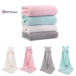 AY TescoBaby Bath Towel Baby Towel Newborn with Hood Cartoon Coral Fleece Infant Towels Blanket Newborn Baby Bathrobe