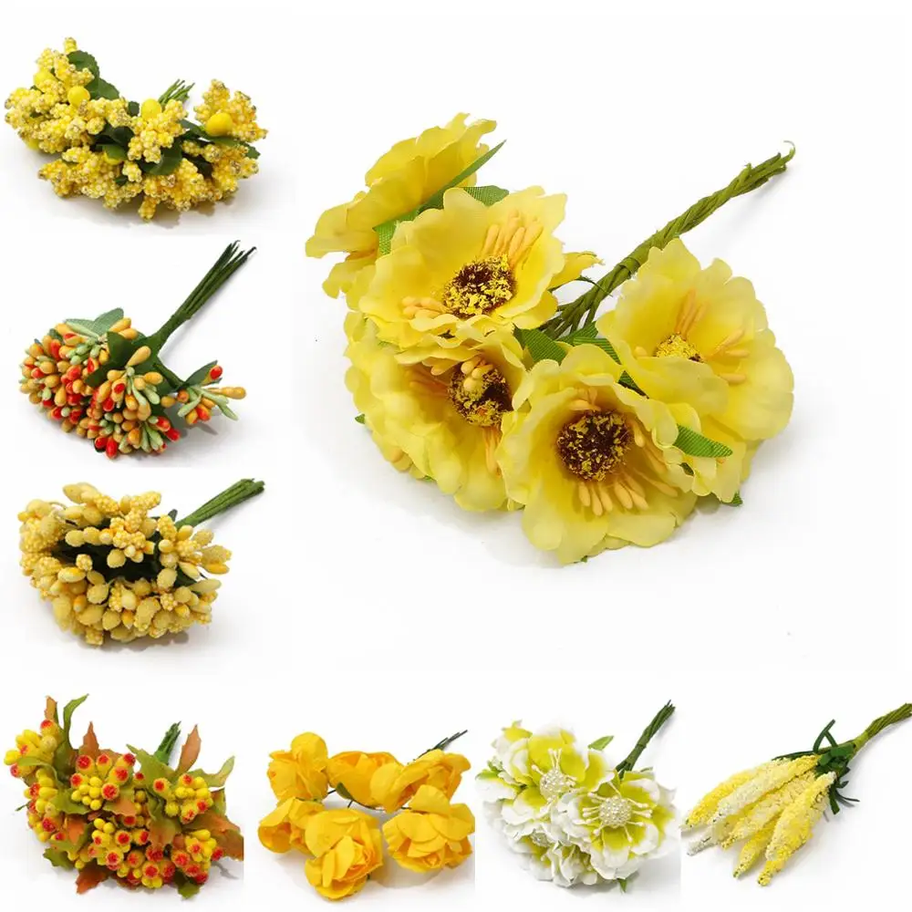 6288pcs Yellow Bouquet Peony Artificial Flowers For Wedding Decoration