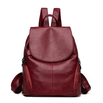 

Fashion Female Backpack Leather Large Bag for Women 2019 Designer Brand High Quality Backpack Vintage Backpacks for Teenage Girl