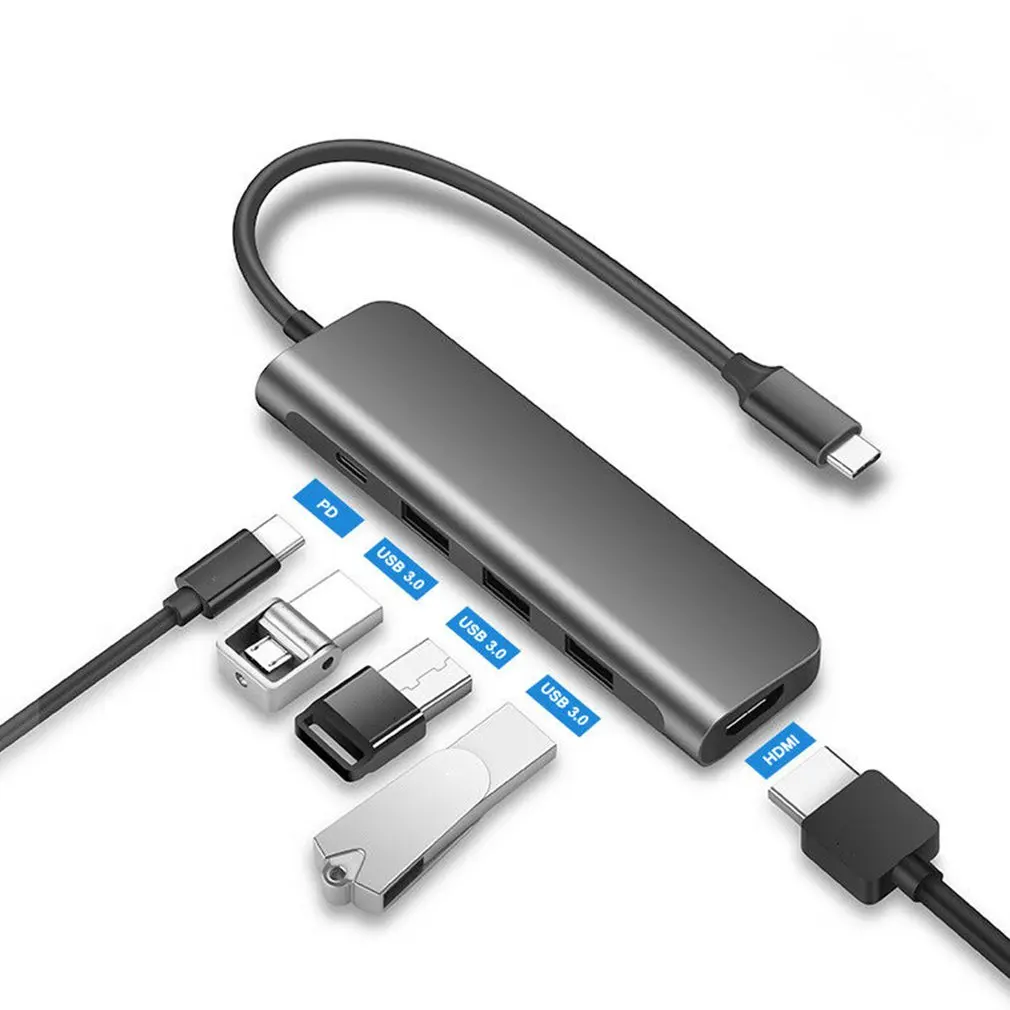 Тип-c HDMI VGA адаптер USB-C концентратор Thunderbolt 3 PD конвертер для Macbook кард-ридер адаптер док-станция