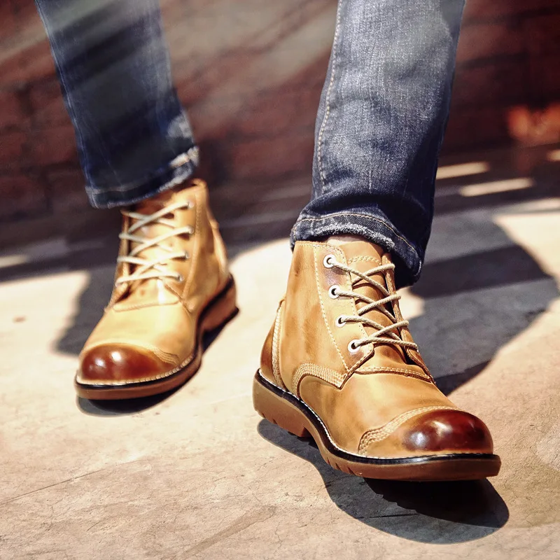 

Sunny everest 2019 men boots cow leather shoes retro cowhide breathable botas 39-44 fit autumn spring