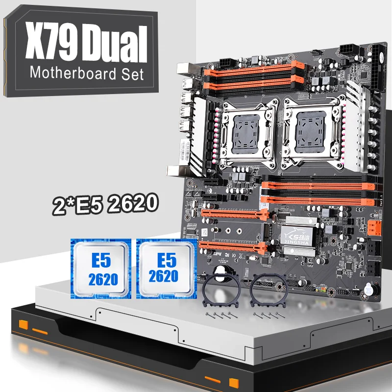 Комплект материнской платы JINGSHA X79 с двумя ЦП 2 шт. E5 2620 высокая производительность PCI Express X16|Материнские