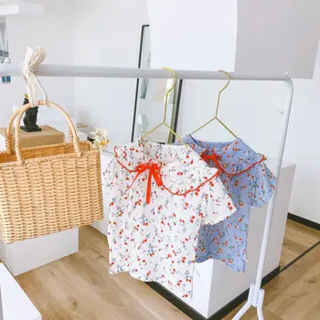 

Girl's Doll Collar Short-Sleeve Dress Summer 2020 Baby Girl's National Style Flower Dress