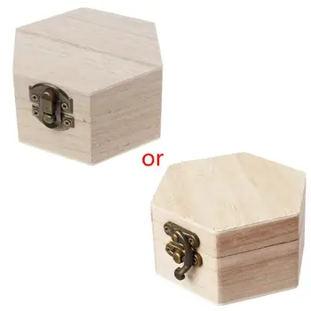 

Natural Wood Box Unfinished Plain Wooden Jewelry Storage Painting Art DIY Craft