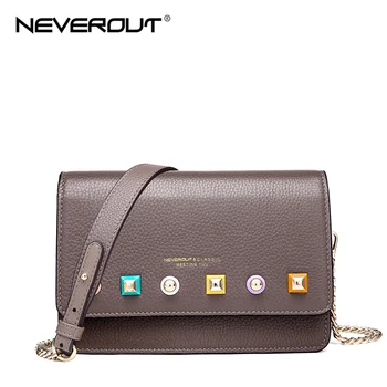 

NEVEROUT Genuine Leather Bag Soft Leather Ladies Fashion Messenger Bag Small Flap Shoulder Sac Solid High Quality Crossbody Bags