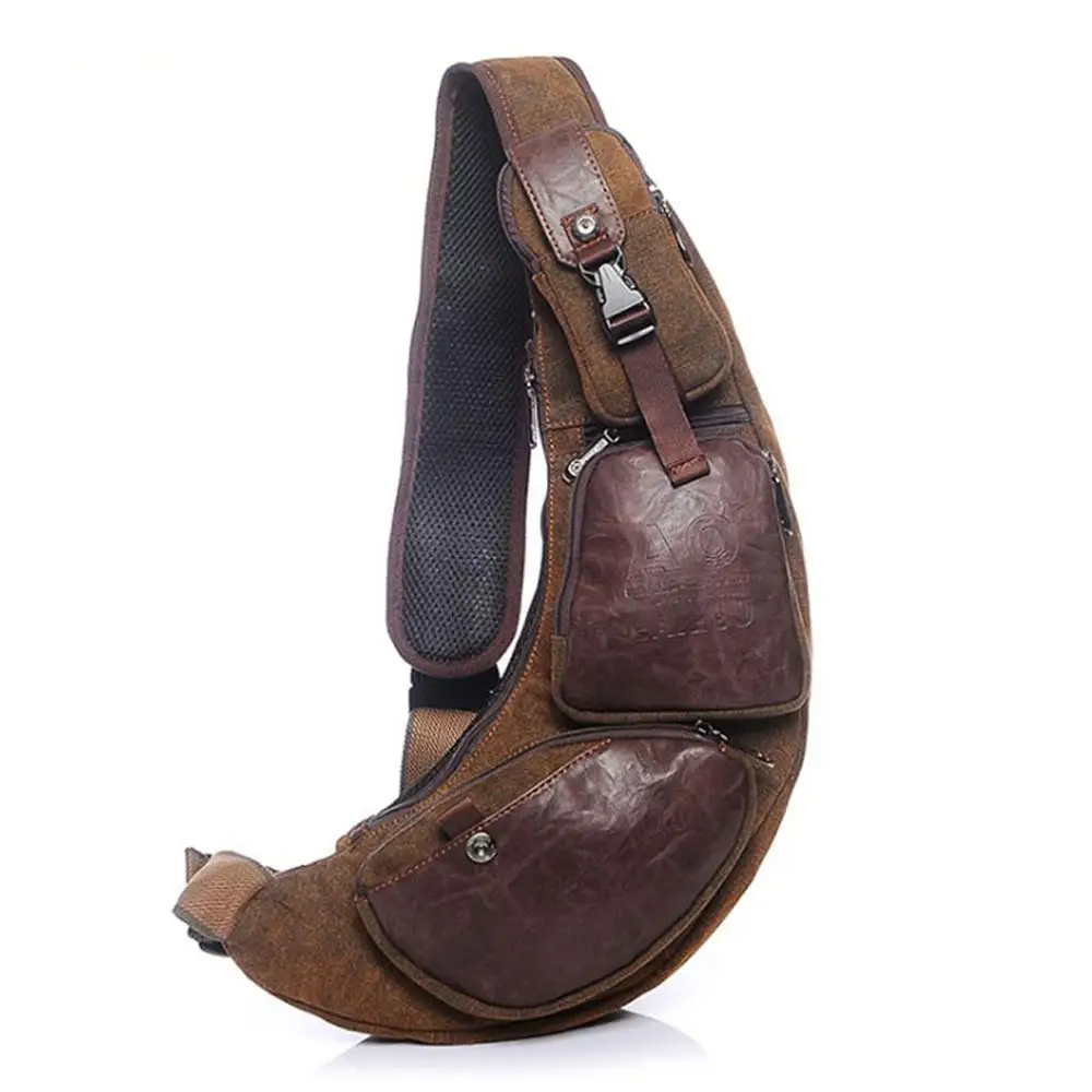 Мужская холщовая сумка мессенджер из искусственной кожи для путешествий езды на