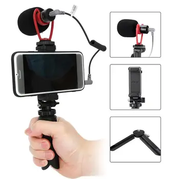 

UALNZI Smartphone Microphone Kit for VLog Video Mobile Phone Clip Live Broadcast Photography VLog Microphone Mic Kit for VLog