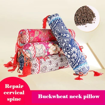 

Cervical Pillow Candy Round Neck Pillow Repair Cervical Spine Cotton Old Coarse Cloth Buckwheat Pillow Home Textile Products